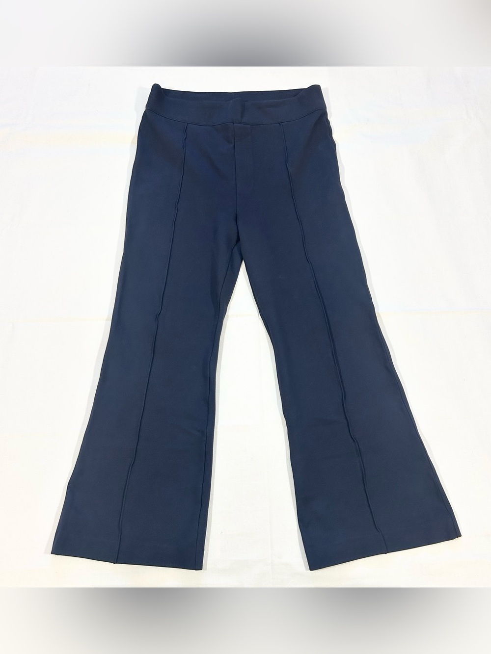 SPANX 1X PETITE Ponte Hi-Rise Flare Pintuck Pant Timeless Navy Business Casual